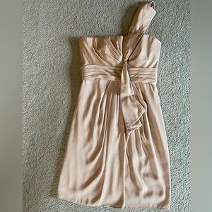 BCBG one shoulder blush colored cocktail dress